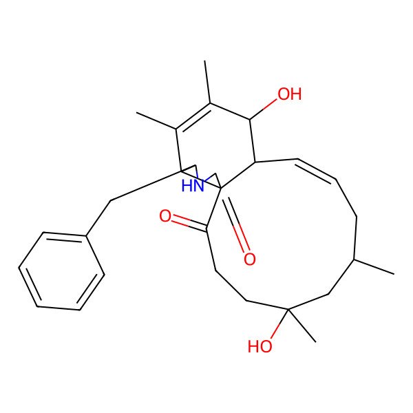 2D Structure of 16-Benzyl-5,12-dihydroxy-5,7,13,14-tetramethyl-17-azatricyclo[9.7.0.01,15]octadeca-9,13-diene-2,18-dione