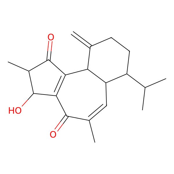2D Structure of (2R,3R,6aR,7S,10aR)-3-hydroxy-2,5-dimethyl-10-methylidene-7-propan-2-yl-3,6a,7,8,9,10a-hexahydro-2H-benzo[h]azulene-1,4-dione