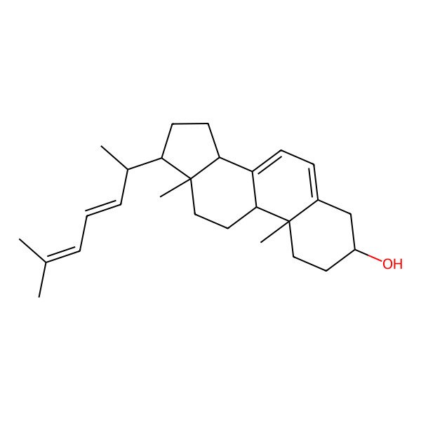 2D Structure of 10,13-dimethyl-17-(6-methylhepta-3,5-dien-2-yl)-2,3,4,9,11,12,14,15,16,17-decahydro-1H-cyclopenta[a]phenanthren-3-ol