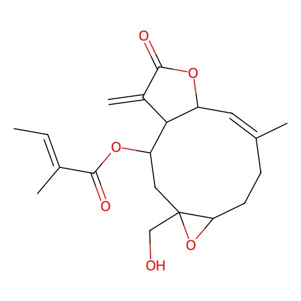 2D Structure of [(1R,2R,4S,6R,9Z,11R)-4-(hydroxymethyl)-9-methyl-14-methylidene-13-oxo-5,12-dioxatricyclo[9.3.0.04,6]tetradec-9-en-2-yl] (Z)-2-methylbut-2-enoate