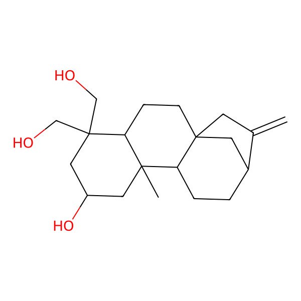 2D Structure of (1R,4R,7S,9R,10S,13S)-5,5-bis(hydroxymethyl)-9-methyl-14-methylidenetetracyclo[11.2.1.01,10.04,9]hexadecan-7-ol