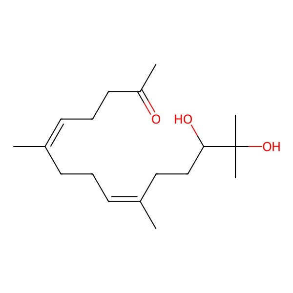 2D Structure of (R,5E,9E)-13,14-dihydroxy-6,10,14-trimethylpentadeca-5,9-dien-2-one