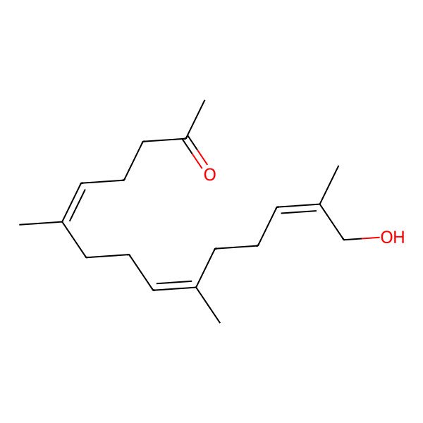 2D Structure of (5E,9E,13Z)-15-hydroxy-6,10,14-trimethylpentadeca-5,9,13-trien-2-one