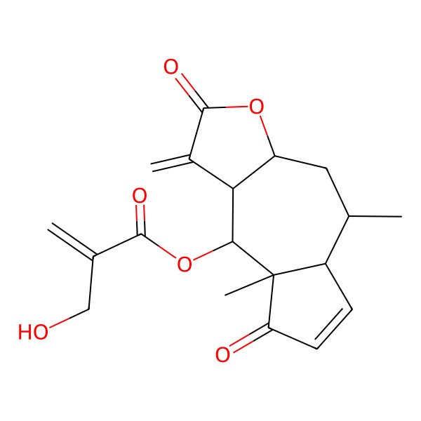 2D Structure of [(3aR,5R,5aR,8aR,9S,9aR)-5,8a-dimethyl-1-methylidene-2,8-dioxo-3a,4,5,5a,9,9a-hexahydroazuleno[6,5-b]furan-9-yl] 2-(hydroxymethyl)prop-2-enoate