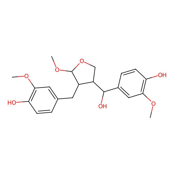 2D Structure of 4-[[(2S,3R,4R)-4-[(S)-hydroxy-(4-hydroxy-3-methoxyphenyl)methyl]-2-methoxyoxolan-3-yl]methyl]-2-methoxyphenol