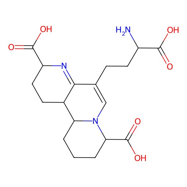 2D Structure of (3S,8S,11aS,11bS)-5-[(3S)-3-amino-3-carboxypropyl]-2,3,8,9,10,11,11a,11b-octahydro-1H-pyrido[2,1-f][1,6]naphthyridine-3,8-dicarboxylic acid