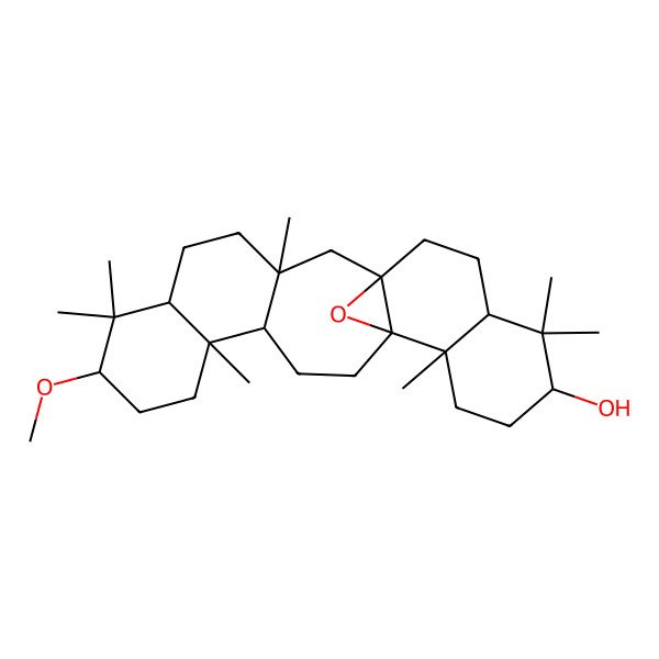2D Structure of (1R,3S,6S,8S,11R,12S,15R,16S,19R,21S)-8-methoxy-3,7,7,11,16,20,20-heptamethyl-24-oxahexacyclo[13.8.1.01,15.03,12.06,11.016,21]tetracosan-19-ol