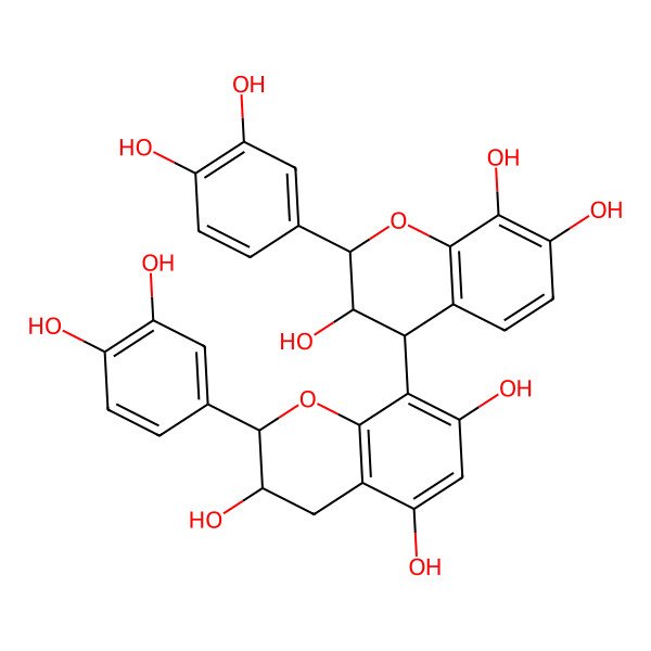 2D Structure of (2R,3S)-2-(3,4-dihydroxyphenyl)-8-[(2R,3S,4S)-2-(3,4-dihydroxyphenyl)-3,7,8-trihydroxy-3,4-dihydro-2H-chromen-4-yl]-3,4-dihydro-2H-chromene-3,5,7-triol
