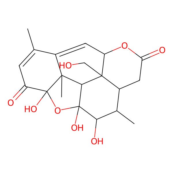 2D Structure of (5R,7S,8R,9R,10S,14R,15S,16S,17R)-5,7,8-trihydroxy-15-(hydroxymethyl)-2,9,17-trimethyl-6,13-dioxapentacyclo[12.3.1.05,17.07,16.010,15]octadeca-1(18),2-diene-4,12-dione