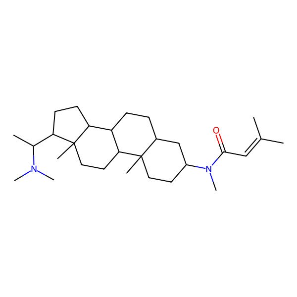 2D Structure of N-[17-[1-(dimethylamino)ethyl]-10,13-dimethyl-2,3,4,5,6,7,8,9,11,12,14,15,16,17-tetradecahydro-1H-cyclopenta[a]phenanthren-3-yl]-N,3-dimethylbut-2-enamide