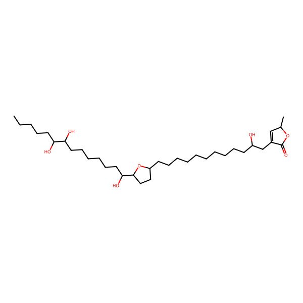 2D Structure of (2S)-4-[(2R)-2-hydroxy-12-[(2S,5S)-5-[(1S,8R,9R)-1,8,9-trihydroxytetradecyl]oxolan-2-yl]dodecyl]-2-methyl-2H-furan-5-one