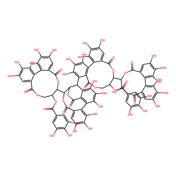 2D Structure of [(10R,11R)-10-[(14R,15S,19S)-19-[(11R,12R)-12-[(10S,11R)-3,4,5,11,16,17,18-heptahydroxy-8,13-dioxo-9,12-dioxatricyclo[12.4.0.02,7]octadeca-1(18),2,4,6,14,16-hexaen-10-yl]-3,4,5,17,18,19-hexahydroxy-8,14-dioxo-11-(3,4,5-trihydroxybenzoyl)oxy-9,13-dioxatricyclo[13.4.0.02,7]nonadeca-1(19),2(7),3,5,15,17-hexaen-6-yl]-2,3,4,7,8,9-hexahydroxy-12,17-dioxo-13,16-dioxatetracyclo[13.3.1.05,18.06,11]nonadeca-1,3,5(18),6,8,10-hexaen-14-yl]-3,4,5,17,18,19-hexahydroxy-8,14-dioxo-9,13-dioxatricyclo[13.4.0.02,7]nonadeca-1(19),2,4,6,15,17-hexaen-11-yl] 3,4,5-trihydroxybenzoate