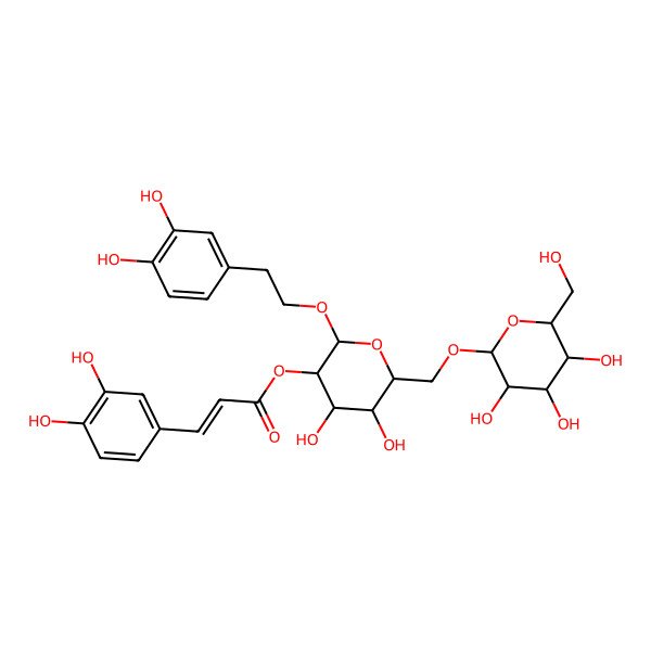 2D Structure of [2-[2-(3,4-Dihydroxyphenyl)ethoxy]-4,5-dihydroxy-6-[[3,4,5-trihydroxy-6-(hydroxymethyl)oxan-2-yl]oxymethyl]oxan-3-yl] 3-(3,4-dihydroxyphenyl)prop-2-enoate