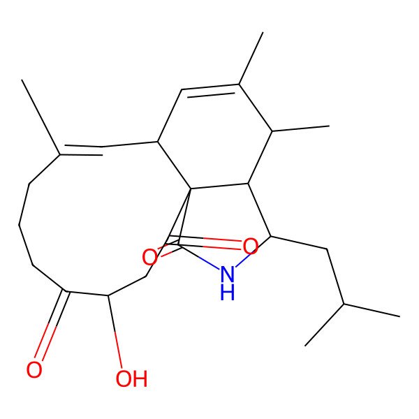 2D Structure of (1S,4R,9E,11R,14S,15R,16S)-4-hydroxy-9,13,14-trimethyl-16-(2-methylpropyl)-17-azatricyclo[9.7.0.01,15]octadeca-9,12-diene-2,5,18-trione