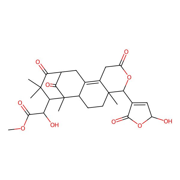 2D Structure of methyl 2-hydroxy-2-[6-(2-hydroxy-5-oxo-2H-furan-4-yl)-1,5,15,15-tetramethyl-8,14,17-trioxo-7-oxatetracyclo[11.3.1.02,11.05,10]heptadec-10-en-16-yl]acetate