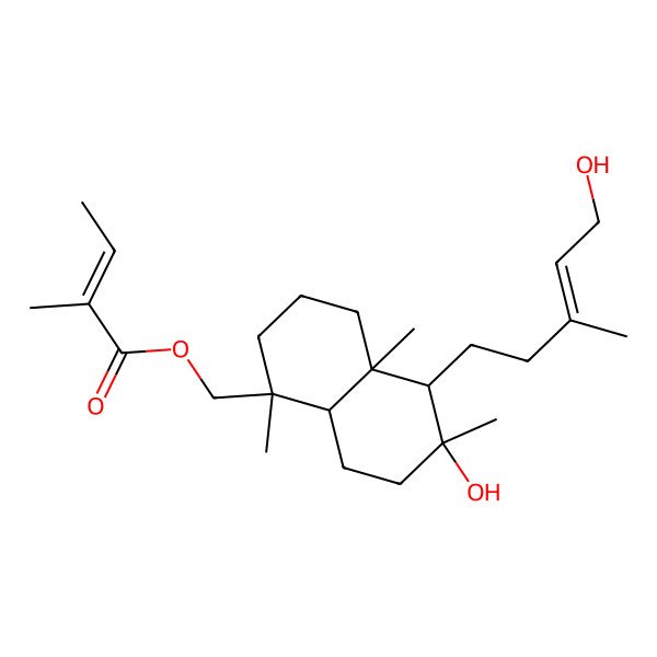 2D Structure of [6-hydroxy-5-(5-hydroxy-3-methylpent-3-enyl)-1,4a,6-trimethyl-3,4,5,7,8,8a-hexahydro-2H-naphthalen-1-yl]methyl 2-methylbut-2-enoate
