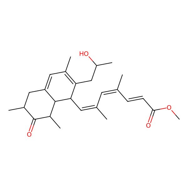 2D Structure of methyl 7-[2-(2-hydroxypropyl)-3,6,8-trimethyl-7-oxo-5,6,8,8a-tetrahydro-1H-naphthalen-1-yl]-4,6-dimethylhepta-2,4,6-trienoate