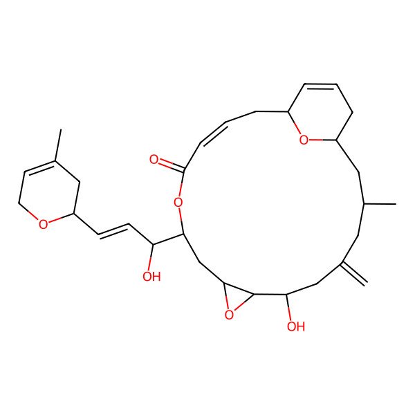 2D Structure of (1R,3R,7S,8S,10S,12S,15Z,18R)-7-hydroxy-12-[(E,1S)-1-hydroxy-3-[(2R)-4-methyl-3,6-dihydro-2H-pyran-2-yl]prop-2-enyl]-3-methyl-5-methylidene-9,13,22-trioxatricyclo[16.3.1.08,10]docosa-15,19-dien-14-one