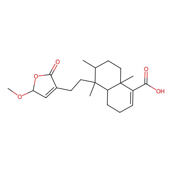 2D Structure of (4aR,5S,6R,8aS)-5-[2-[(2S)-2-methoxy-5-oxo-2H-furan-4-yl]ethyl]-5,6,8a-trimethyl-3,4,4a,6,7,8-hexahydronaphthalene-1-carboxylic acid