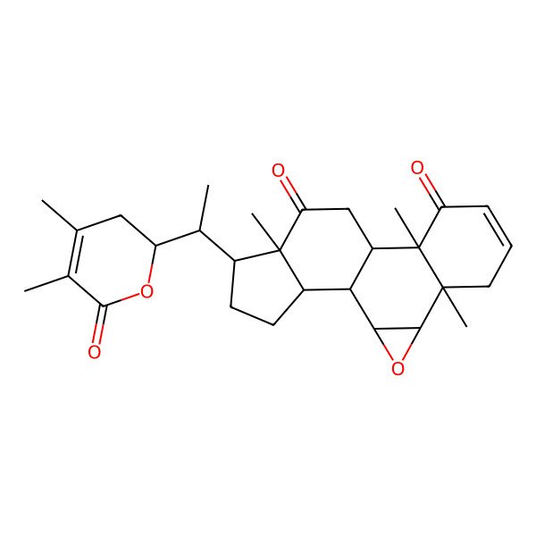 2D Structure of (1S,2S,4R,5S,10R,11S,14R,15R,18S)-15-[(1S)-1-[(2S)-4,5-dimethyl-6-oxo-2,3-dihydropyran-2-yl]ethyl]-5,10,14-trimethyl-3-oxapentacyclo[9.7.0.02,4.05,10.014,18]octadec-7-ene-9,13-dione