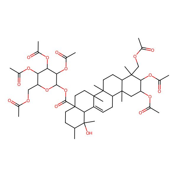 2D Structure of [3,4,5-Triacetyloxy-6-(acetyloxymethyl)oxan-2-yl] 10,11-diacetyloxy-9-(acetyloxymethyl)-1-hydroxy-1,2,6a,6b,9,12a-hexamethyl-2,3,4,5,6,6a,7,8,8a,10,11,12,13,14b-tetradecahydropicene-4a-carboxylate