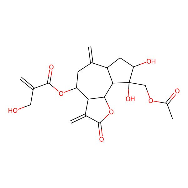 2D Structure of [(3aR,4S,6aR,8S,9R,9aS,9bS)-9-(acetyloxymethyl)-8,9-dihydroxy-3,6-dimethylidene-2-oxo-3a,4,5,6a,7,8,9a,9b-octahydroazuleno[4,5-b]furan-4-yl] 2-(hydroxymethyl)prop-2-enoate