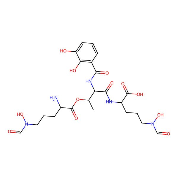 2D Structure of 2-[[3-[2-Amino-5-[formyl(hydroxy)amino]pentanoyl]oxy-2-[(2,3-dihydroxybenzoyl)amino]butanoyl]amino]-5-[formyl(hydroxy)amino]pentanoic acid