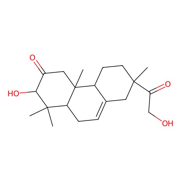 2D Structure of (2R,4aR,4bS,7S,10aR)-2-hydroxy-7-(2-hydroxyacetyl)-1,1,4a,7-tetramethyl-2,4,4b,5,6,8,10,10a-octahydrophenanthren-3-one