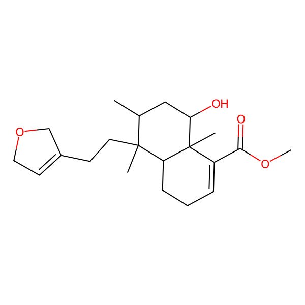 2D Structure of Methyl 5-[2-(2,5-dihydrofuran-3-yl)ethyl]-8-hydroxy-5,6,8a-trimethyl-3,4,4a,6,7,8-hexahydronaphthalene-1-carboxylate