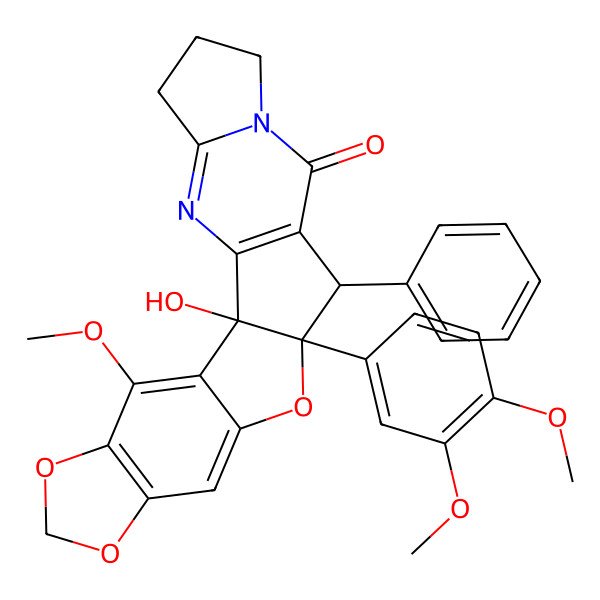 2D Structure of 12-(3,4-Dimethoxyphenyl)-1-hydroxy-21-methoxy-11-phenyl-13,17,19-trioxa-3,8-diazahexacyclo[10.10.0.02,10.04,8.014,22.016,20]docosa-2(10),3,14,16(20),21-pentaen-9-one
