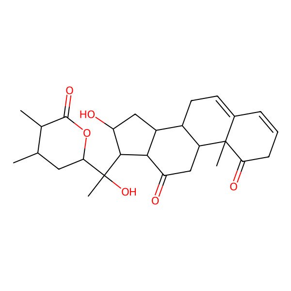 2D Structure of (8S,9S,10R,13S,14S,16S,17R)-17-[(1R)-1-[(4S,5R)-4,5-dimethyl-6-oxooxan-2-yl]-1-hydroxyethyl]-16-hydroxy-10-methyl-2,7,8,9,11,13,14,15,16,17-decahydrocyclopenta[a]phenanthrene-1,12-dione