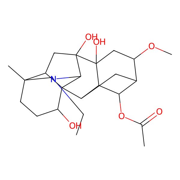2D Structure of (11-Ethyl-8,9,16-trihydroxy-6-methoxy-13-methyl-11-azahexacyclo[7.7.2.12,5.01,10.03,8.013,17]nonadecan-4-yl) acetate