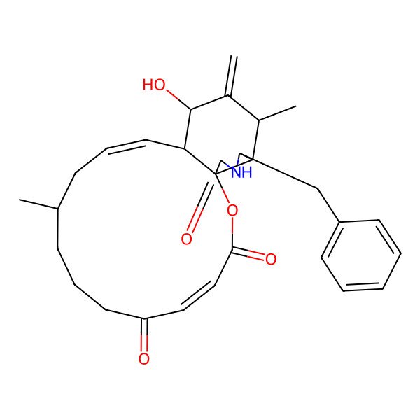 2D Structure of 19-Benzyl-15-hydroxy-10,17-dimethyl-16-methylidene-2-oxa-20-azatricyclo[12.7.0.01,18]henicosa-4,12-diene-3,6,21-trione