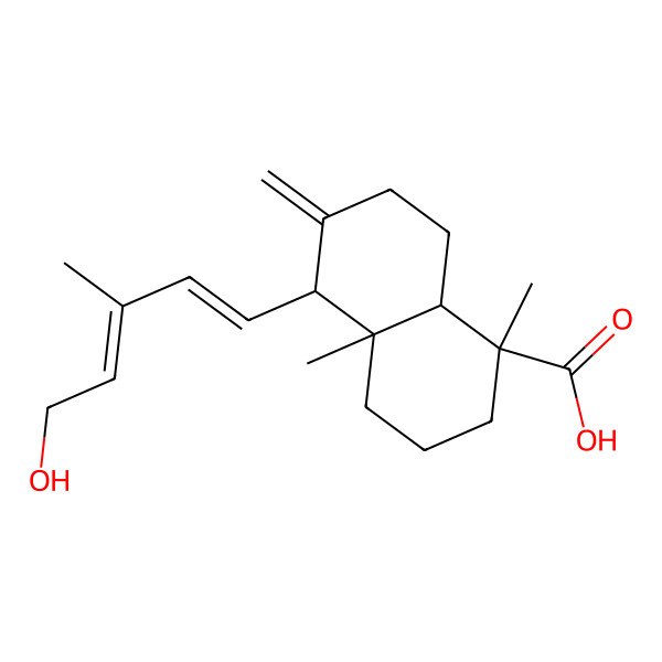 2D Structure of 5-(5-hydroxy-3-methylpenta-1,3-dienyl)-1,4a-dimethyl-6-methylidene-3,4,5,7,8,8a-hexahydro-2H-naphthalene-1-carboxylic acid