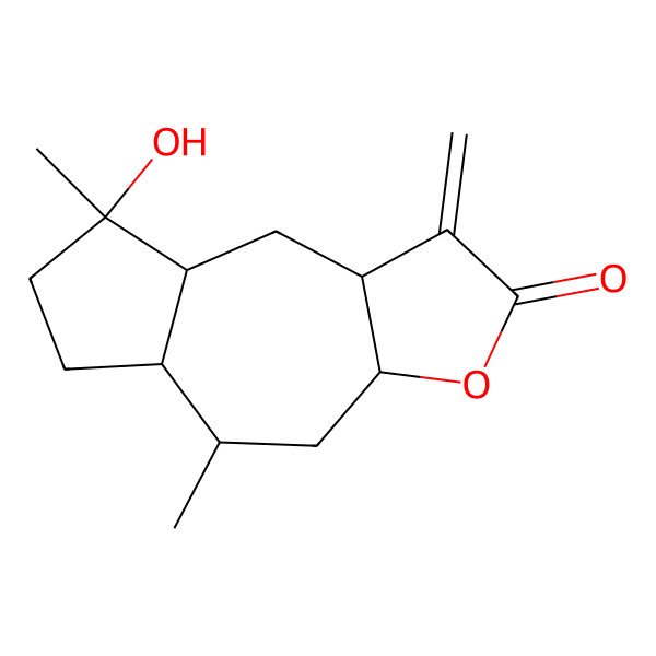 2D Structure of (3aS,5S,5aS,8R,8aR,9aR)-8-hydroxy-5,8-dimethyl-1-methylene-4,5,5a,6,7,8a,9,9a-octahydro-3aH-azuleno[6,5-b]furan-2-one