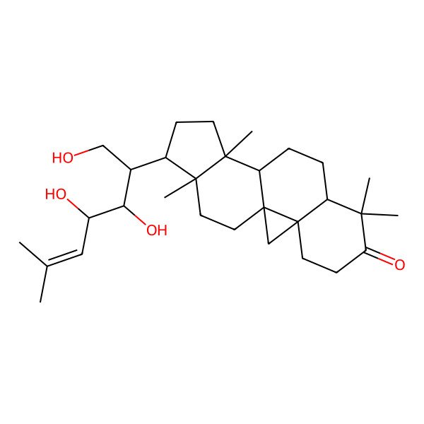 2D Structure of (1S,3R,8R,11S,12S,15R,16R)-7,7,12,16-tetramethyl-15-[(2R,3S,4R)-1,3,4-trihydroxy-6-methylhept-5-en-2-yl]pentacyclo[9.7.0.01,3.03,8.012,16]octadecan-6-one