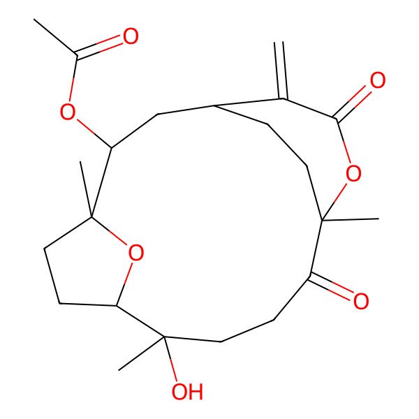 2D Structure of [(1R,3S,4R,7R,8R,12R)-8-hydroxy-4,8,12-trimethyl-15-methylidene-11,14-dioxo-13,18-dioxatricyclo[10.3.2.14,7]octadecan-3-yl] acetate
