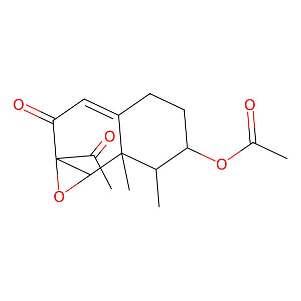 2D Structure of [(1aS,6S,7R,7aR,7bR)-1a-acetyl-7,7a-dimethyl-2-oxo-5,6,7,7b-tetrahydro-4H-naphtho[1,2-b]oxiren-6-yl] acetate