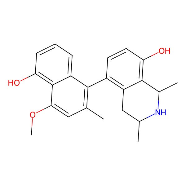 2D Structure of (1R,3S)-5-(5-hydroxy-4-methoxy-2-methylnaphthalen-1-yl)-1,3-dimethyl-1,2,3,4-tetrahydroisoquinolin-8-ol