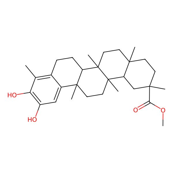 2D Structure of methyl 10,11-dihydroxy-2,4a,6a,6a,9,14a-hexamethyl-3,4,5,6,6b,7,8,13,14,14b-decahydro-1H-picene-2-carboxylate