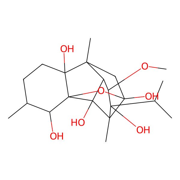 2D Structure of (1R,2R,3S,6S,7R,9S,10S,11S,12R,13R,14S)-12-methoxy-3,7,10-trimethyl-11-propan-2-yl-15-oxapentacyclo[7.5.1.01,6.07,13.010,14]pentadecane-2,6,9,11,14-pentol