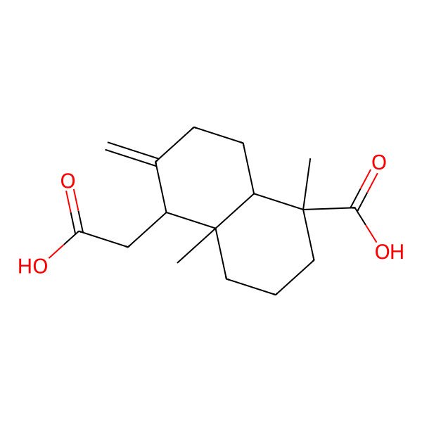 2D Structure of 5-(carboxymethyl)-1,4a-dimethyl-6-methylidene-3,4,5,7,8,8a-hexahydro-2H-naphthalene-1-carboxylic acid