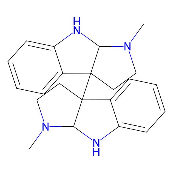 2D Structure of (3aR,8bS)-8b-[(3aS,8bR)-3-methyl-1,2,3a,4-tetrahydropyrrolo[2,3-b]indol-8b-yl]-3-methyl-1,2,3a,4-tetrahydropyrrolo[2,3-b]indole