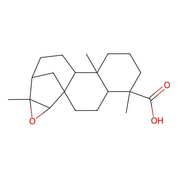 2D Structure of (1R,4S,5R,9R,10S,13R,14R,16S)-5,9,14-trimethyl-15-oxapentacyclo[11.3.1.01,10.04,9.014,16]heptadecane-5-carboxylic acid