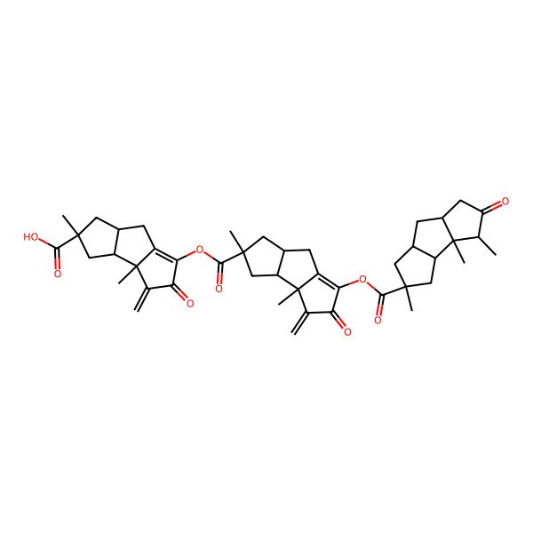 2D Structure of 1-[1-(3,3a,5-trimethyl-2-oxo-1,3,3b,4,6,6a,7,7a-octahydrocyclopenta[a]pentalene-5-carbonyl)oxy-3a,5-dimethyl-3-methylidene-2-oxo-4,6,6a,7-tetrahydro-3bH-cyclopenta[a]pentalene-5-carbonyl]oxy-3a,5-dimethyl-3-methylidene-2-oxo-4,6,6a,7-tetrahydro-3bH-cyclopenta[a]pentalene-5-carboxylic acid