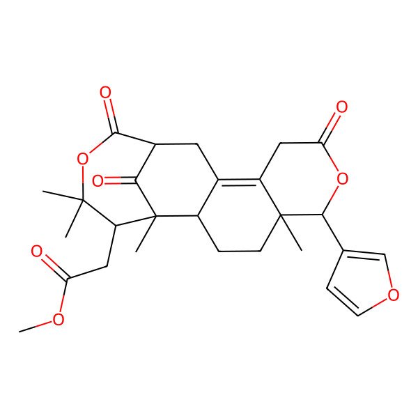 2D Structure of Methyl 2-[6-(furan-3-yl)-1,5,16,16-tetramethyl-8,14,18-trioxo-7,15-dioxatetracyclo[11.4.1.02,11.05,10]octadec-10-en-17-yl]acetate