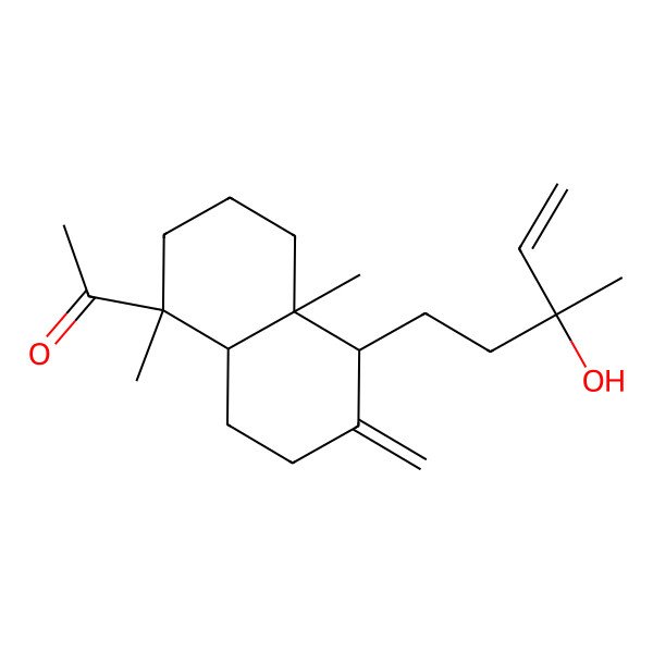 2D Structure of 1-[5-(3-hydroxy-3-methylpent-4-enyl)-1,4a-dimethyl-6-methylidene-3,4,5,7,8,8a-hexahydro-2H-naphthalen-1-yl]ethanone