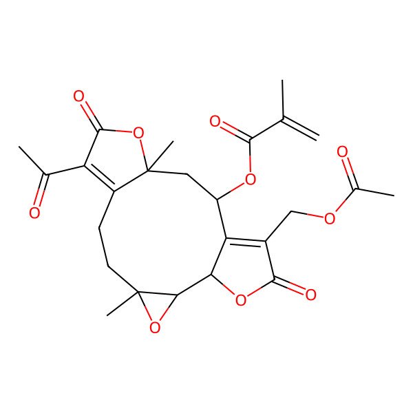 2D Structure of [(1S,2R,4R,11R,13S)-8-acetyl-15-(acetyloxymethyl)-4,11-dimethyl-9,16-dioxo-3,10,17-trioxatetracyclo[12.3.0.02,4.07,11]heptadeca-7,14-dien-13-yl] 2-methylprop-2-enoate