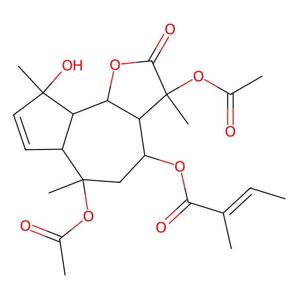 2D Structure of [(3S,3aR,4S,6S,6aS,9S,9aR,9bS)-3,6-diacetyloxy-9-hydroxy-3,6,9-trimethyl-2-oxo-3a,4,5,6a,9a,9b-hexahydroazuleno[4,5-b]furan-4-yl] 2-methylbut-2-enoate