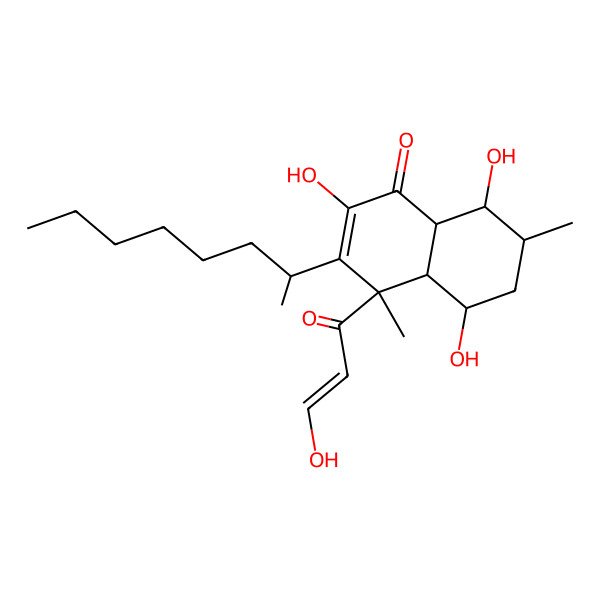 2D Structure of (4S,4aR,5S,7R,8R,8aS)-2,5,8-trihydroxy-4-(3-hydroxyprop-2-enoyl)-4,7-dimethyl-3-[(2R)-octan-2-yl]-4a,5,6,7,8,8a-hexahydronaphthalen-1-one